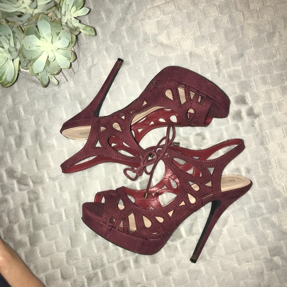 Wild Diva Shoes - Wild Diva Burgundy 4.5 inch heels